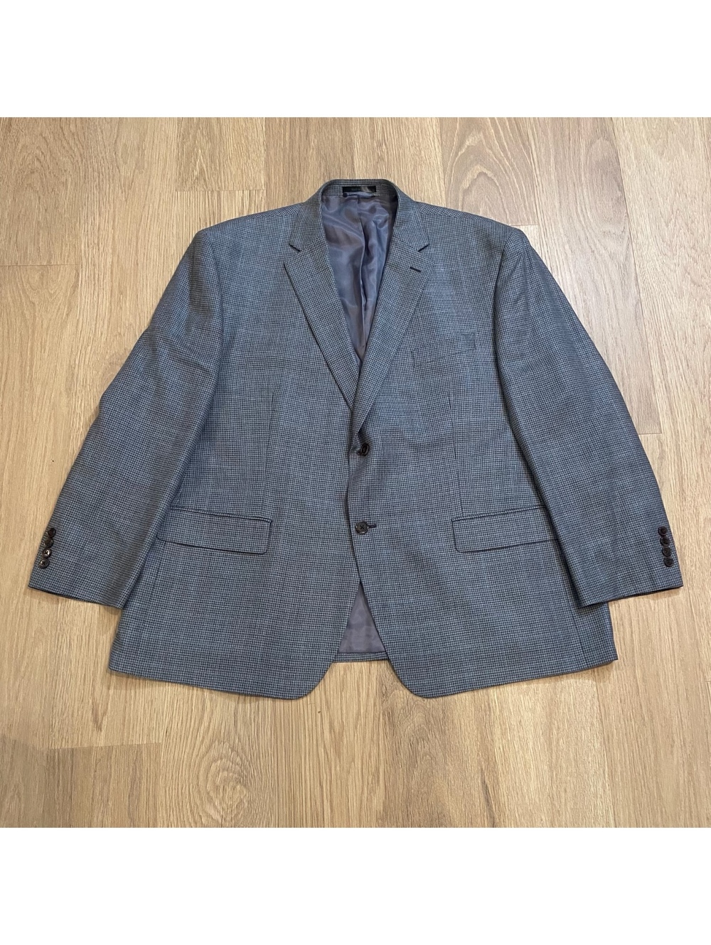 Lauren Ralph Lauren 48R Gray Houndstooth Silk Wool Mens Blazer Sport Coat Jacket